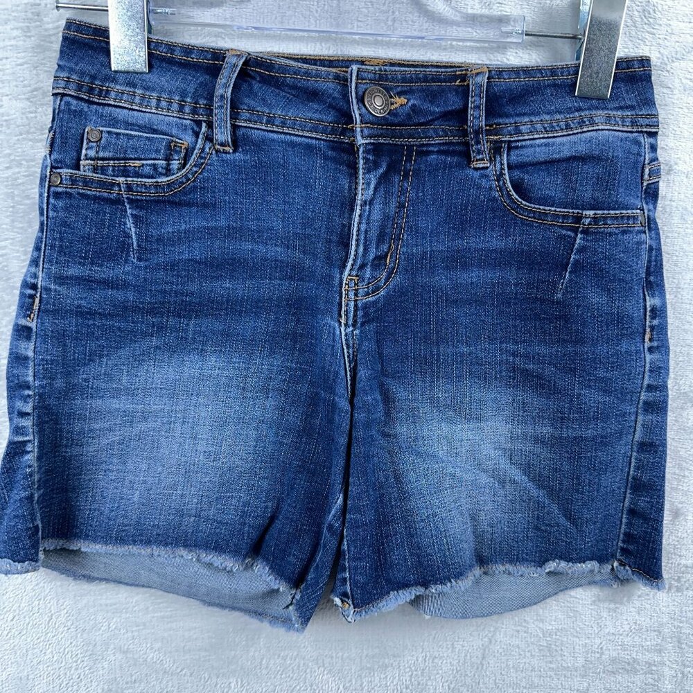 Eighty Two Women's Cut Off Shorts Low Rise Denim Stretch Dark Blue Womens Size 3